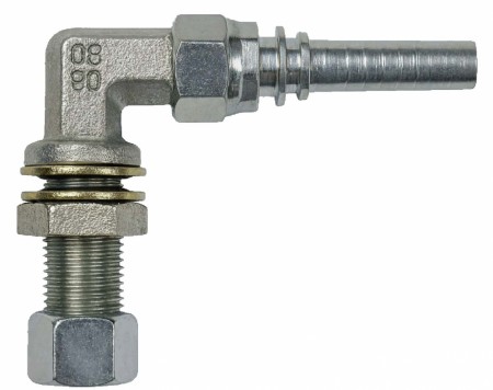 Tank-gjennomføring 10x10 mm 90° påmontert slangestuss.